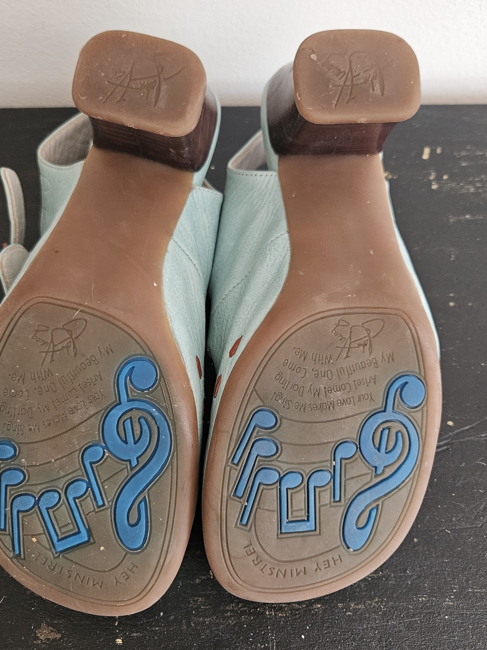 Fluevog Operetta Fiorenza Mint Leather Mary-Jane Slingback Heels Size 7 - Picture 10 of 10